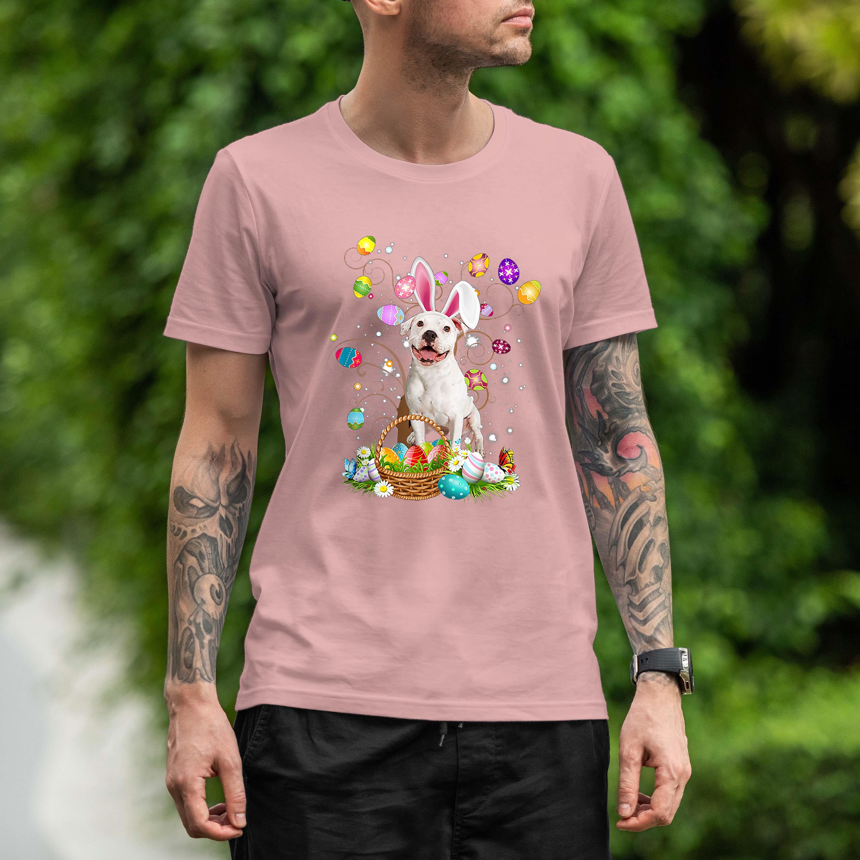 Love Bunny Pitbull Dog Easter Eggs Easter Day Gifts Shirt 